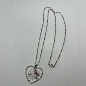 Hello Kitty Heart Pendant Necklace - Silver and Pink